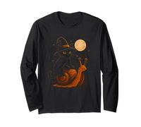 Witch Cat Equitazione Lumaca sotto Luna Maglia a Manica