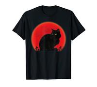 Witch Cat Halloween Costume Blood Moon Black Cat Maglietta