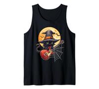 Witch Cat Playing Guitar Cat Halloween Cat Kitten Lover Kids Canotta