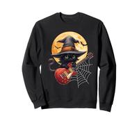 Witch Cat Playing Guitar Cat Halloween Cat Kitten Lover Kids Felpa