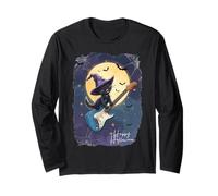 Witch Cat Playing Guitar Cat Halloween Cat Kitten Lover Kids Maglia a Manica