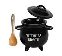 Witch Cauldron - Ceramic Crock Decorative Stew Pot, Zuppa Nera Immergito Halloween Bevande Da Bevande Regalo Da Tea Party | Ciotole Di Zuppa Di Stregoneria Con Cucchiaio Per Incontri Familiari
