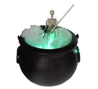 Witch Cauldron, Halloween Cauldron Decor, LED Skeleton Feature, Festive Light-Up Display, Ideal for Indoor Outdoor Decoration, 7.87x6.3 Inches, Black Color, 1 Set