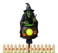 Witch Cauldron LED Light - Witch Cauldron Green LED Solar Powered Light