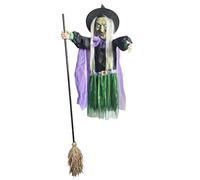 Witch Decor, Hovering Animatronic, Witch Prop with Sound Activation & Glowing Eyes, Horror-Themed Hanging Decoration for Tree, Lawn, Garden, Front Yard, Porch, Courtyard & Indoor