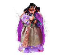 Witch Figurine, Halloween Figurines, Spooky Vintage Design, 3.15 x 2.36 x 6.5 Inches, Handcrafted Resin, (Medium/Black), Broom Display, Dorm, Living Room, Party, Home, Bookshelf, Apartment