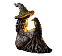 Witch Figurines - Spooky Gothic Resin Decor with LED Lights, Raven Witch