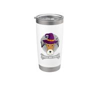 Witch Fox Terrier Trick Or Treat Funny Dog Halloween Costume Bicchiere termico in acciaio inox doppia parete