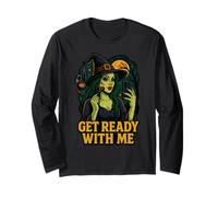 Witch Get Ready With Me Funny Witch Makeup Parodia Meme GRWM Maglia a Manica