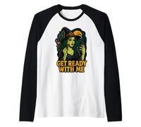 Witch Get Ready With Me Funny Witch Makeup Parodia Meme GRWM Maglia con Maniche Raglan