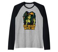 Witch Get Ready With Me Funny Witch Makeup Parodia Meme GRWM Maglia con Maniche Raglan