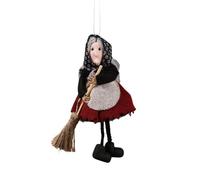 Witch Halloween Tree Ornament - Resin Doll Pendant, Spooky Wall Decor Figurine | Apron with Broom Collectible Miniature Lifelike Features, Haunted Hanging Decoration For Home Holiday Display
