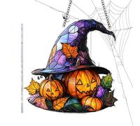 Witch Hat Acrylic Sun Catcher | Stained Sun Catcher Wall Halloween Decor | 2D Seasonal Holiday Ornament For Home Wall Porch Parties Themed Events Door Frames Bedroom