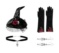Witch Hat and Gloves Set - Witch Costume Accessories, Dress Up Props