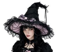 Witch Hat Costume Wide Brim, Halloween Lolita Outfit Decor
