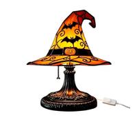 Witch Hat Lamp - Resin Gothic Nightlight 18cm | LED Table Decor | USB Power