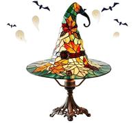 Witch Hat Table Lamp Vintage Stained - Soft Glow Resin Halloween Lamp for