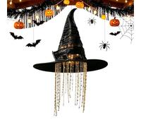 Witch Hats With Lights, Witch Hat Warm LED Light Wind Chime Decor, LED Hall