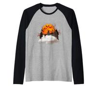 Witch House And Moon Creepy Horror Scary Halloween Costume Maglia con Maniche Raglan