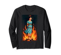 Witch Lighting Cigarette with Flames Occult Unholy Funny Maglia a Manica