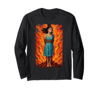 Witch Lighting Cigarette with Flames Occult Unholy Funny Maglia a Manica