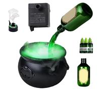 Witch Mist Maker Cauldron -Bubbing Cauldron Bowl Diffuser | Streghe Decorazioni Di Halloween | Pentola Nera Con Bottiglie Di Pozioni Galleggianti Forniture Per Vacanze Bollanti Per Il Cortile