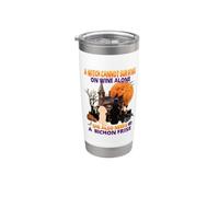 Witch On Wine She Needs A Bichon Frise Dog Halloween Costume Bicchiere termico in acciaio inox doppia parete