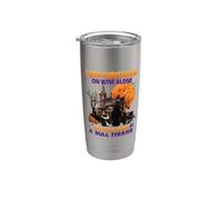 Witch On Wine She Needs A Bull Terrier Dog Halloween Costume Bicchiere termico in acciaio inox doppia parete