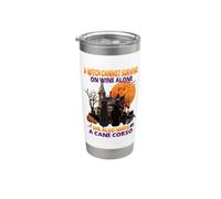 Witch On Wine She Needs A Cane Corso Dog Halloween Costume Bicchiere termico in acciaio inox doppia parete