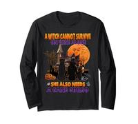 Witch On Wine She Needs A Cane Corso Dog Halloween Costume Maglia a Manica