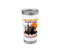Witch On Wine She Needs A Scottish Terrier Dog Halloween Bicchiere termico in acciaio inox doppia parete
