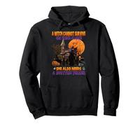 Witch On Wine She Needs A Scottish Terrier Dog Halloween Felpa con Cappuccio
