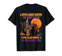 Witch On Wine She Needs A Shar Pei Dog Halloween Costume Maglietta con Stampa Grafica Economica