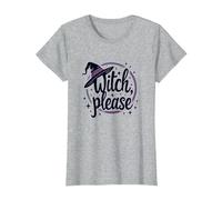Witch Please: Grafica Magica di Halloween, Maglietta, Donna, Grigio Melange, 3XL