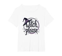 Witch Please: Grafica Magica di Halloween, Maglietta, Donna Plus-Size, Bianco, 4X