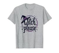 Witch Please: Grafica Magica di Halloween, Maglietta, Uomo, Grigio Melange, S