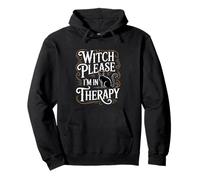 Witch Please I'm in Therapy - Gatto Nero Divertente per Halloween Felpa con Cappuccio