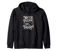 Witch Please I'm in Therapy - Gatto Nero Divertente per Halloween Felpa con Cappuccio