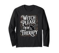 Witch Please I'm in Therapy - Gatto Nero Divertente per Halloween Maglia a Manica