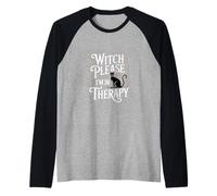 Witch Please I'm in Therapy - Gatto Nero Divertente per Halloween Maglia con Maniche Raglan