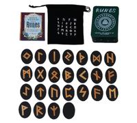 Witch Runes Set - 25 Wooden Pieces, Manual, Storage Bag, Witch Home Decor | Altar Tool Runes Manual Storage Bag for Beginners Spiritual Meditation Divination