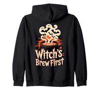 Witch’s Brew First Coffee Witches Halloween Felpa con Cappuccio