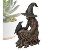 Witch Statue | Spooky Gothic Raven Resin Decorative Table Centerpiece | Hal