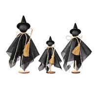 Witch - Statuetta di Halloween Desk Decor | 3 pezzi in legno statua Ornaments Scary Home Decoration for Party Fireplace Kitchen Bedroom Living Room Table Window Shelf Garden Indoor Outdoor