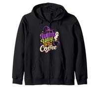 Witch Way To The Coffee Funny Witchy Halloween Tipografia Felpa con Cappuccio