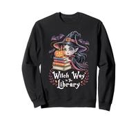 Witch Way to The Library Halloween Bibliotecario Bookworm Felpa