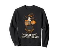 Witch Way To The Library Halloween Bibliotecario Libri Reader Felpa