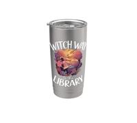 Witch Way to the Library Libro spettrale di Halloween Witch Lover Bicchiere termico in acciaio inox doppia parete
