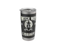 Witch Way to the Library Libro spettrale di Halloween Witch Lover Bicchiere termico in acciaio inox doppia parete