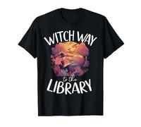 Witch Way to The Library Libro spettrale di Halloween Witch Lover Maglietta